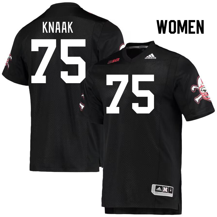 Women #75 Tyler Knaak Nebraska Cornhuskers College Football Jerseys Stitched Sale-Black